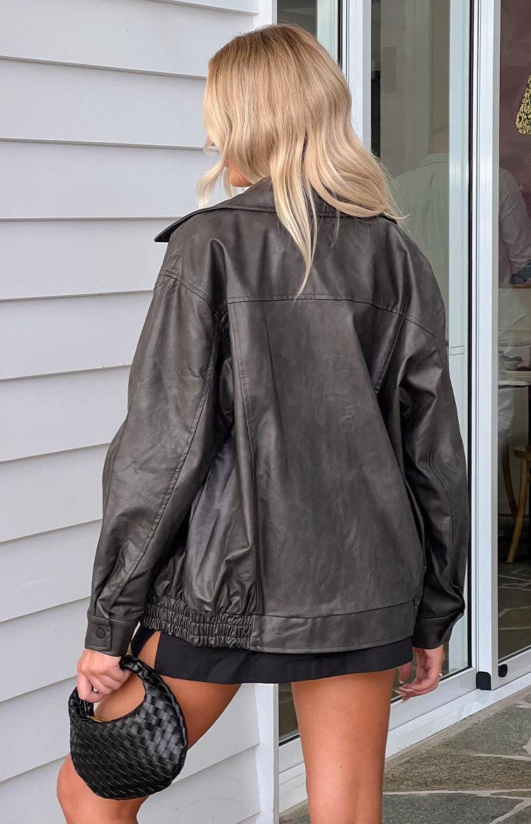 Abbi PU Vintage Black Bomber Jacket Girls Product Image