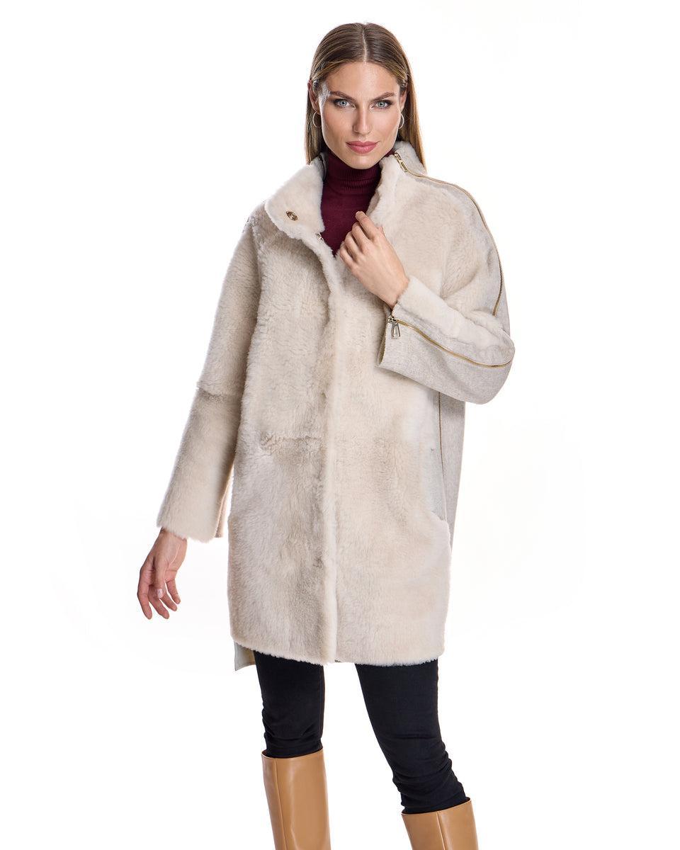 Mixed Media Shearling Coat Product Image