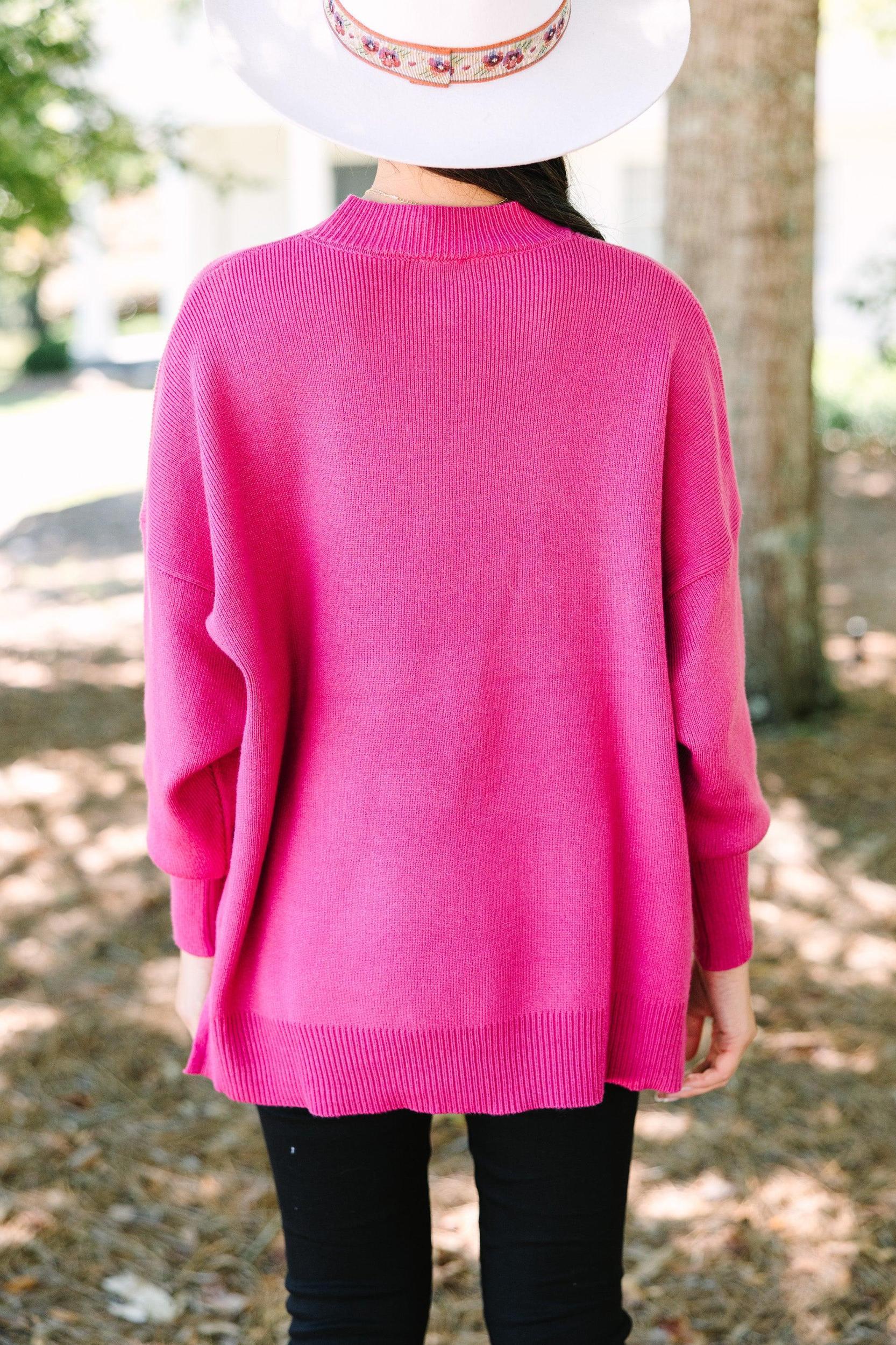 Perfectly You Magenta Pink Mock Neck Sweater Female Product Image
