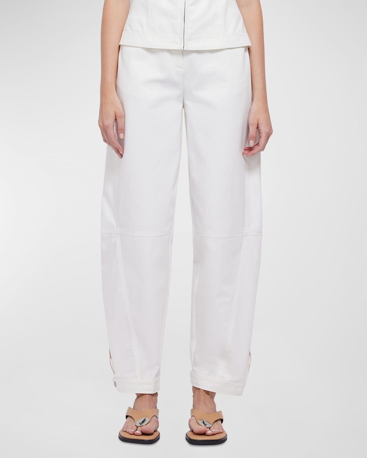 Kairi Curved-Leg Topstitched Denim Pants Product Image