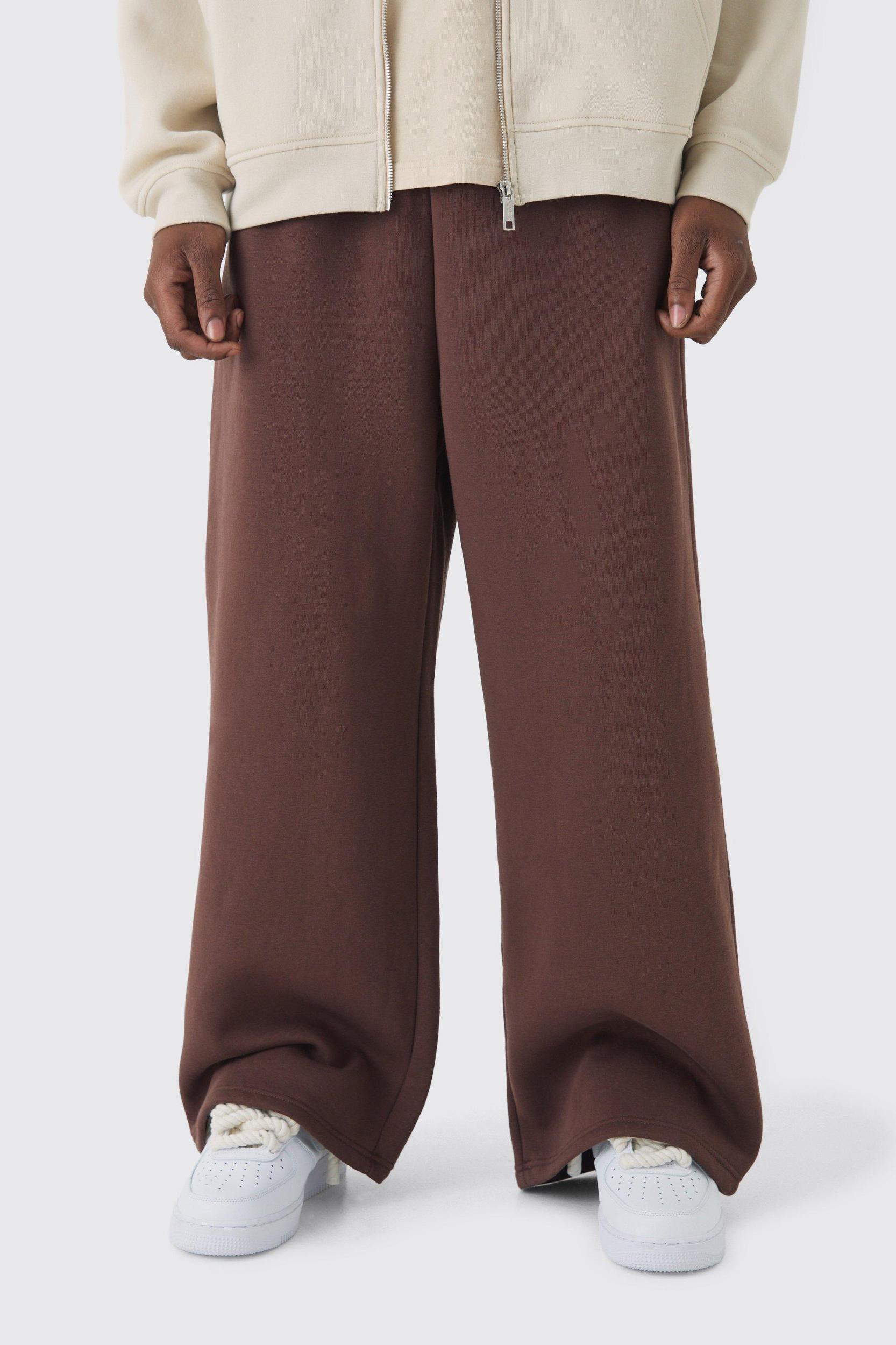 Mens 330GSM Extreme Wide Leg Basic Sweatpants - Brown Product Image