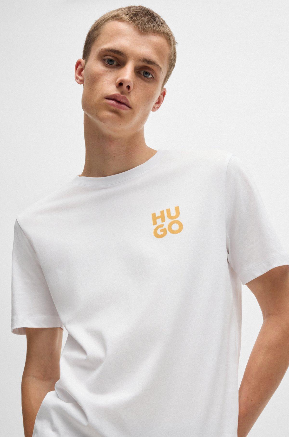 Cotton-jersey T-shirt with stacked logo print Product Image