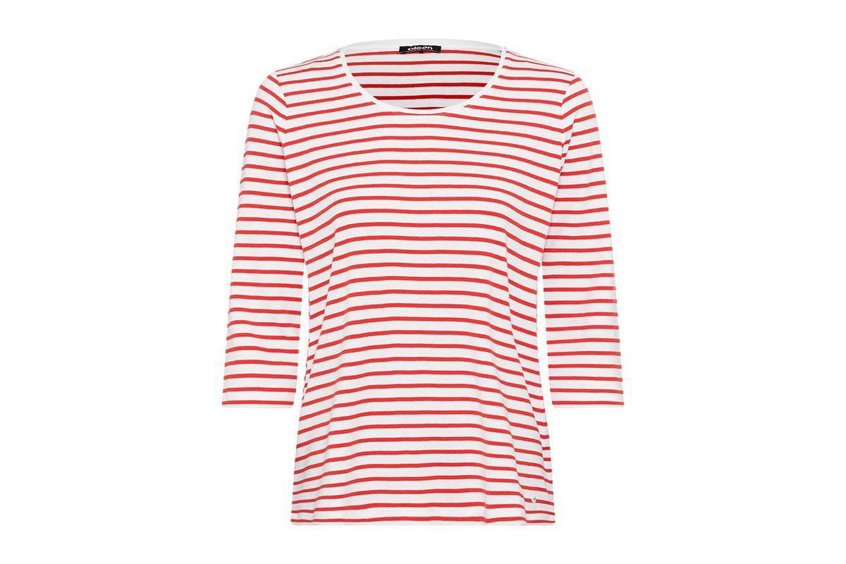 Olsen Womens 100% Cotton 3/4 Sleeve Striped T-Shirt Product Image