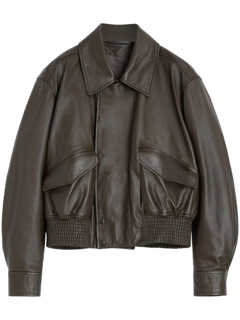 leather bomber jacket Product Image