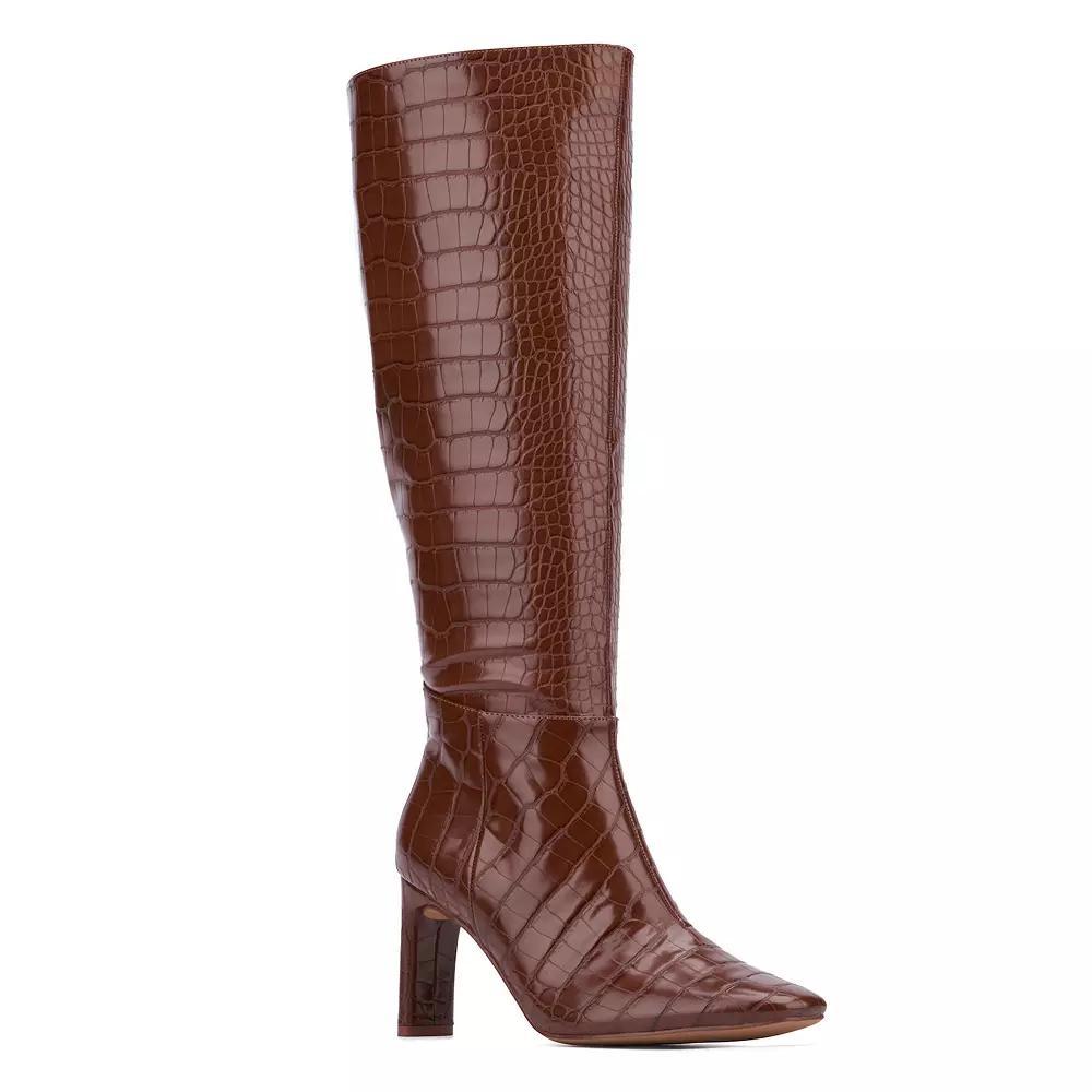 New York & Company Isabelle Women's Knee-High Boots, Size: 7, Black Croc Product Image