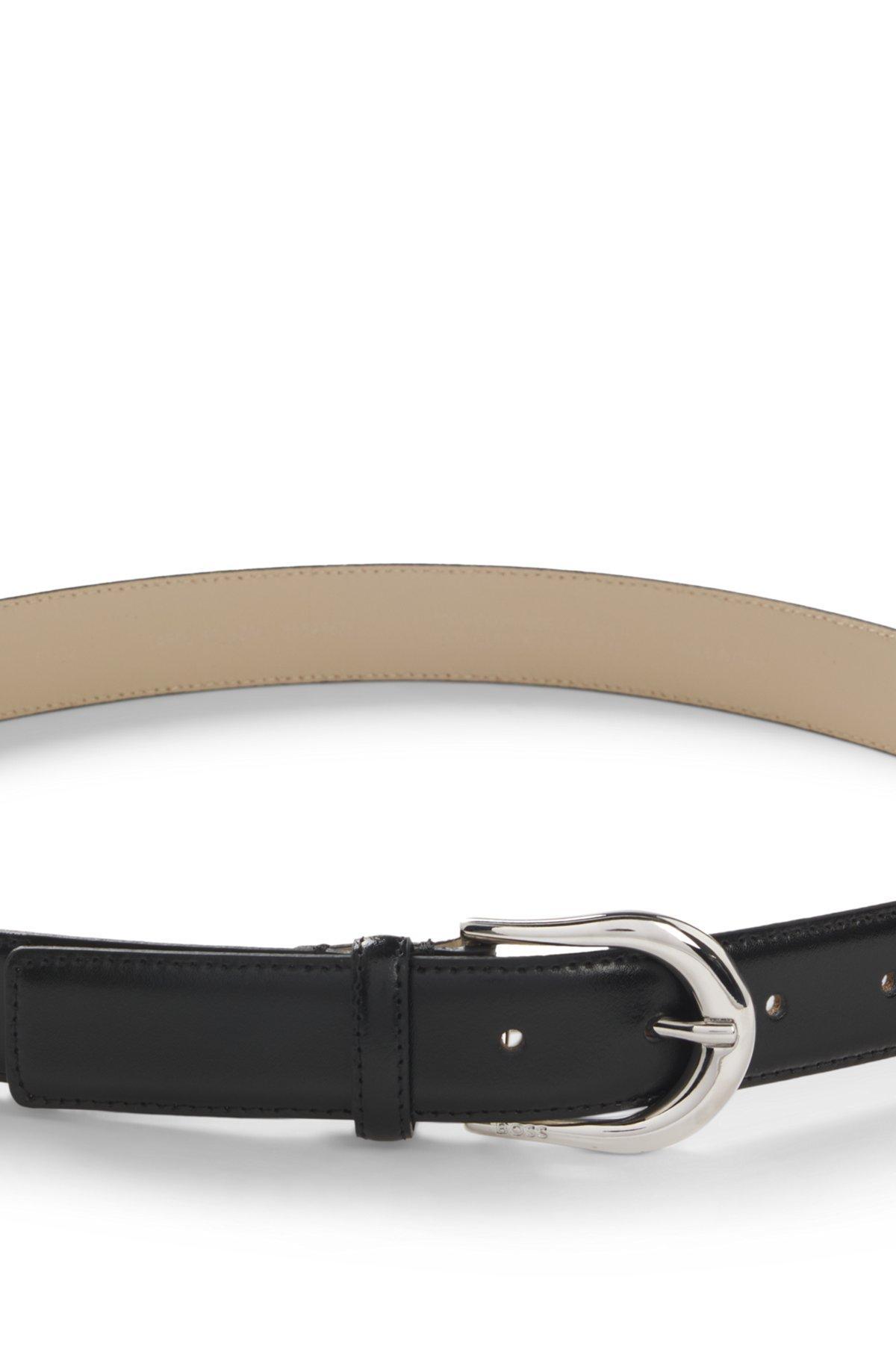 BOSS - Fashion Show belt in Italian leather with rounded buckle - Black Product Image