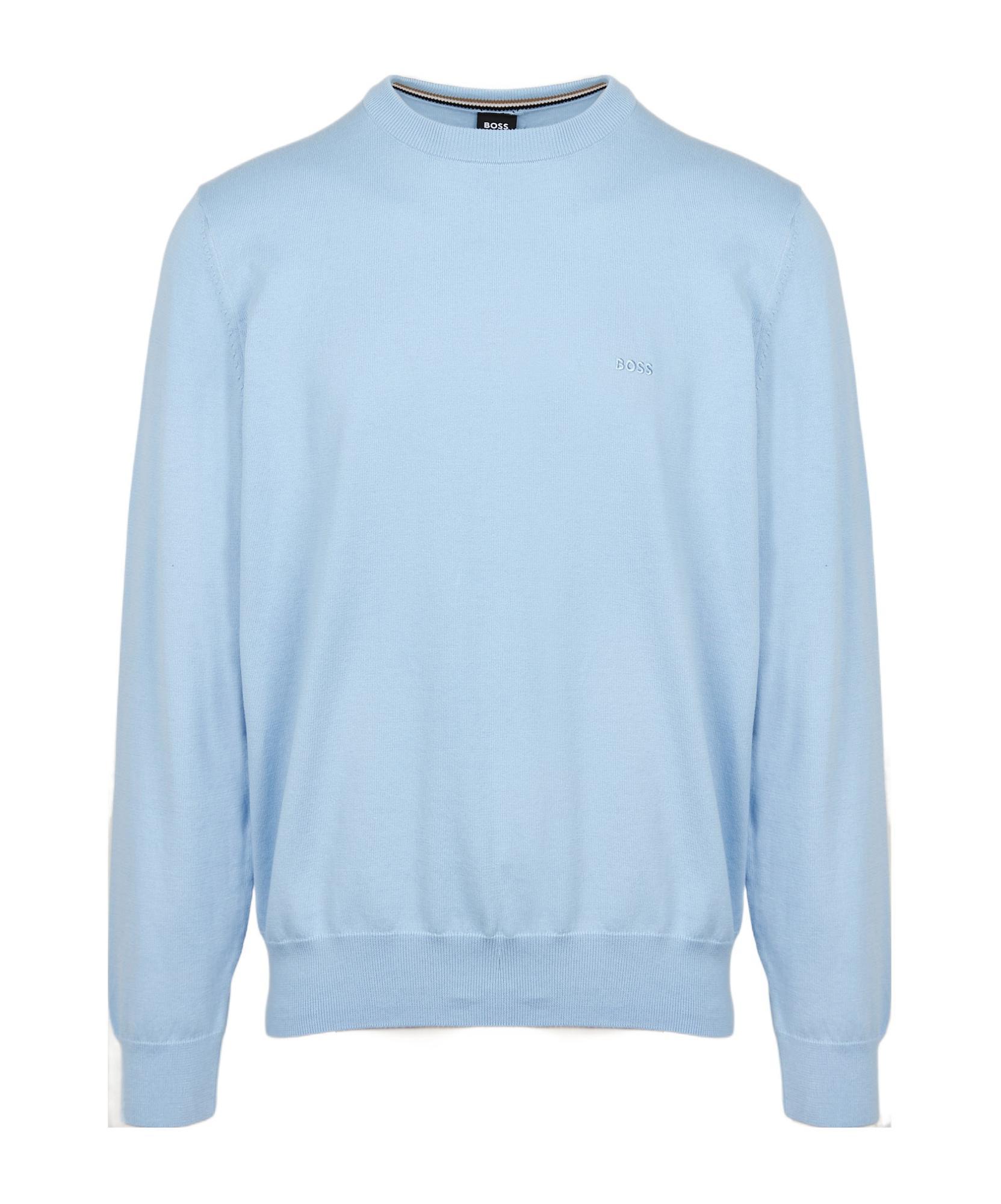 HUGO BOSS Logo-embroidered Cotton Sweatshirt In Blue Product Image