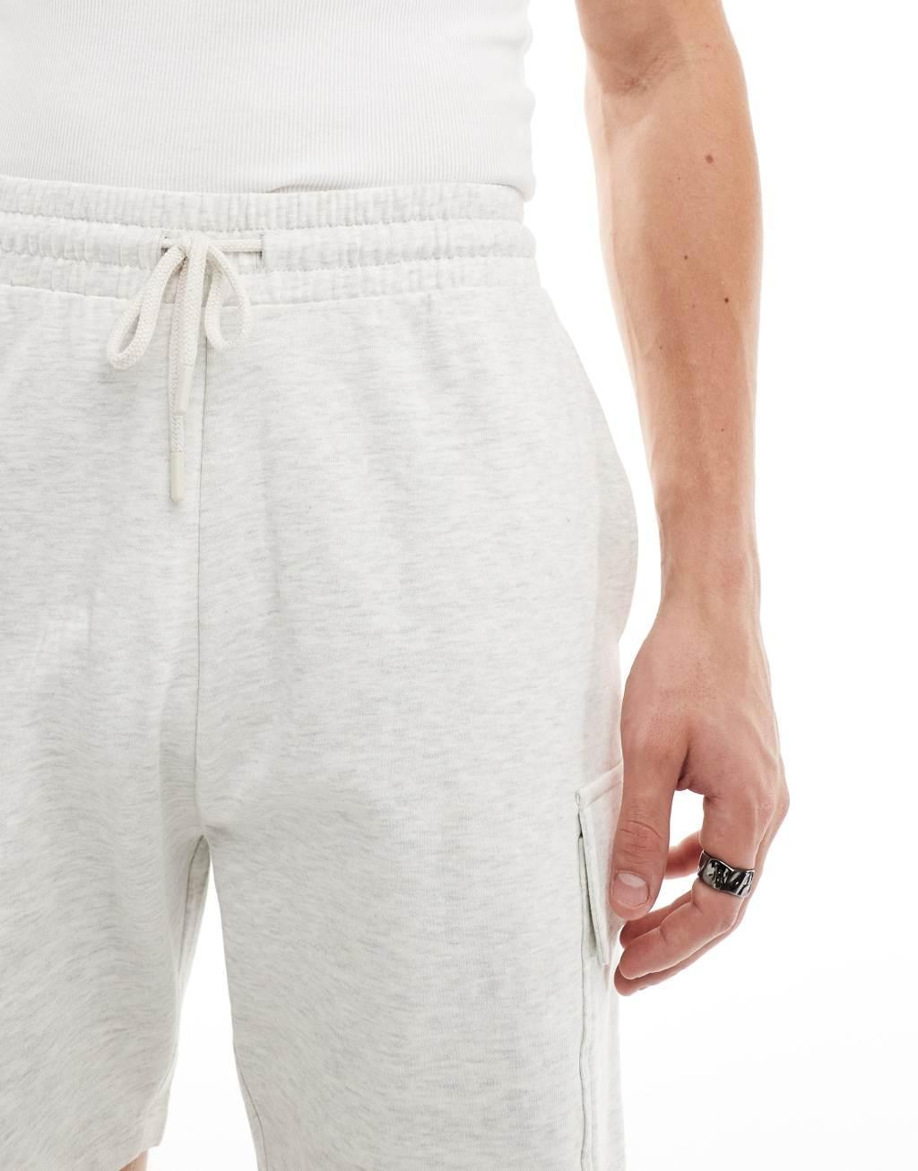 ASOS DESIGN slim fit cargo shorts in heather gray Product Image