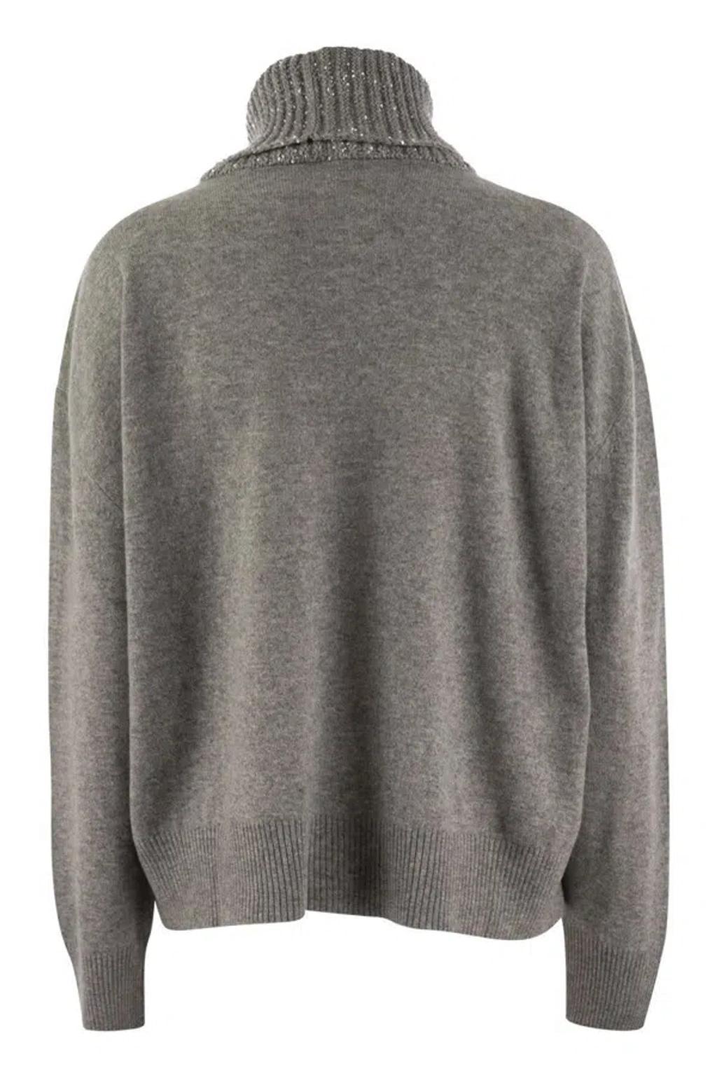 FABIANA FILIPPI Turtleneck Sweater In Wool, Silk And Cashmere In Grey Product Image