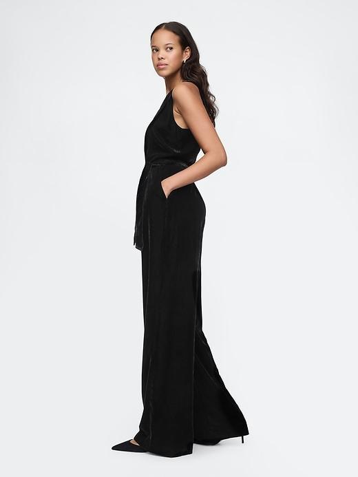 Recycled Velvet V-Neck Jumpsuit Product Image