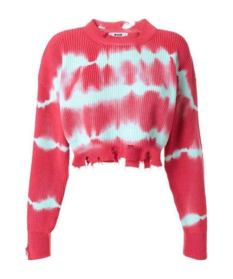 MSGM Imitation Old Knitted Pullover In Red Product Image