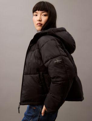 Calvin Klein Womens Short Hooded Puffer Jacket - Black - XXL Product Image