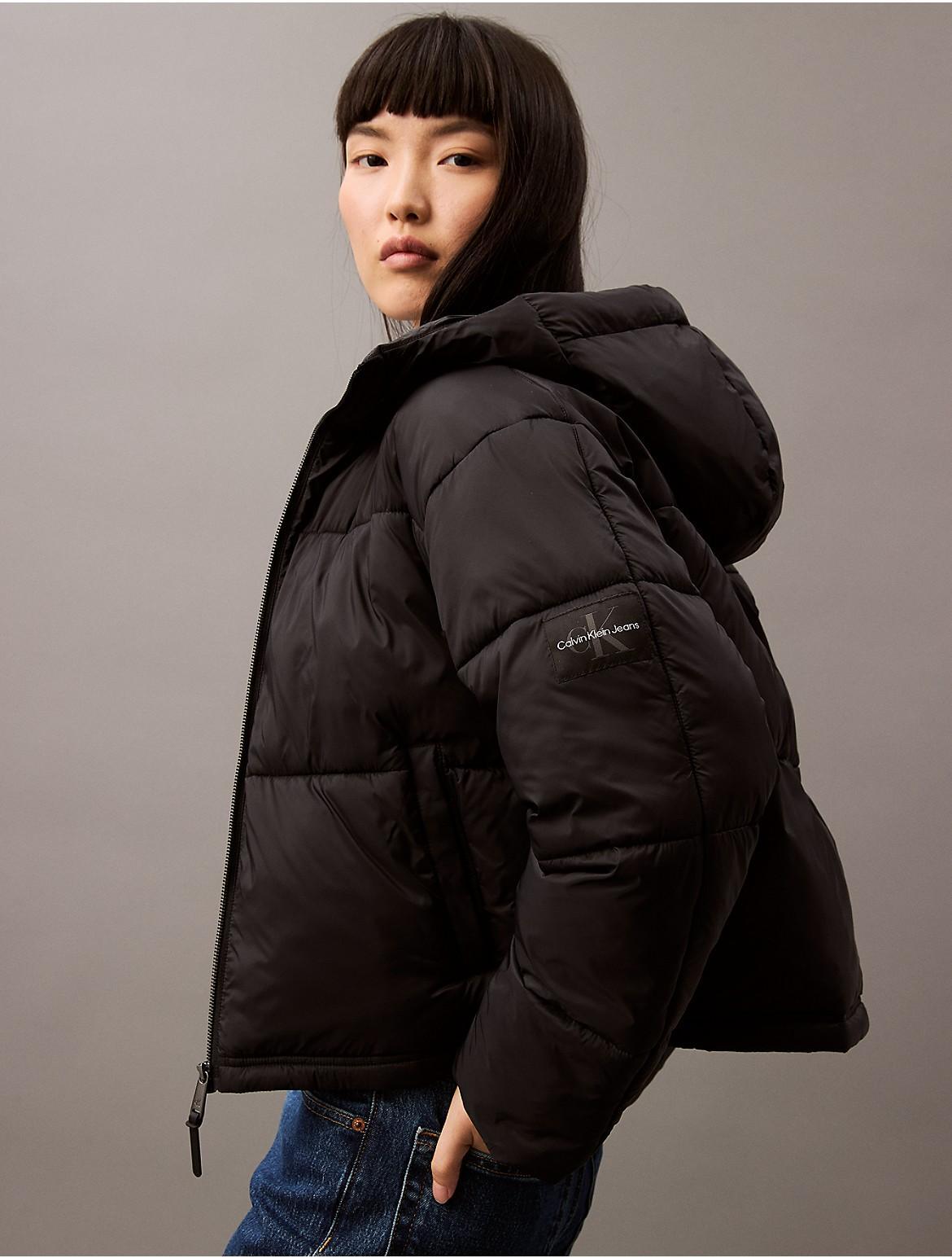 Calvin Klein Womens Short Hooded Puffer Jacket - Black - XXL Product Image