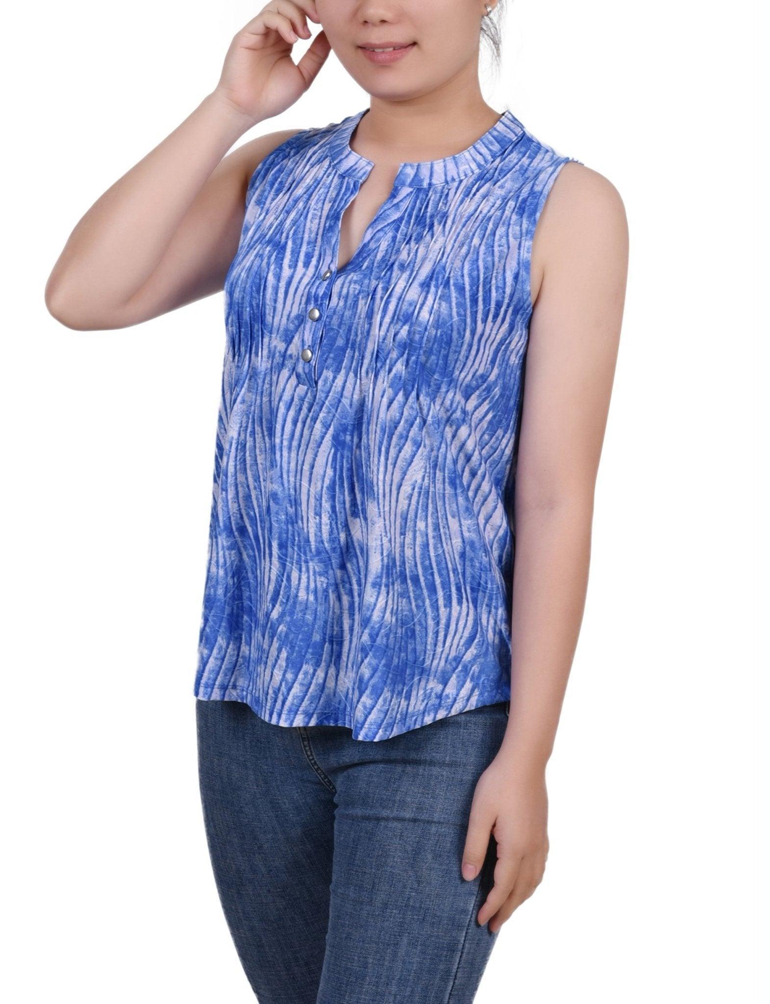 Sky Swirlbreeze Sleeveless Jacquard Y Neck Top - Petite Product Image