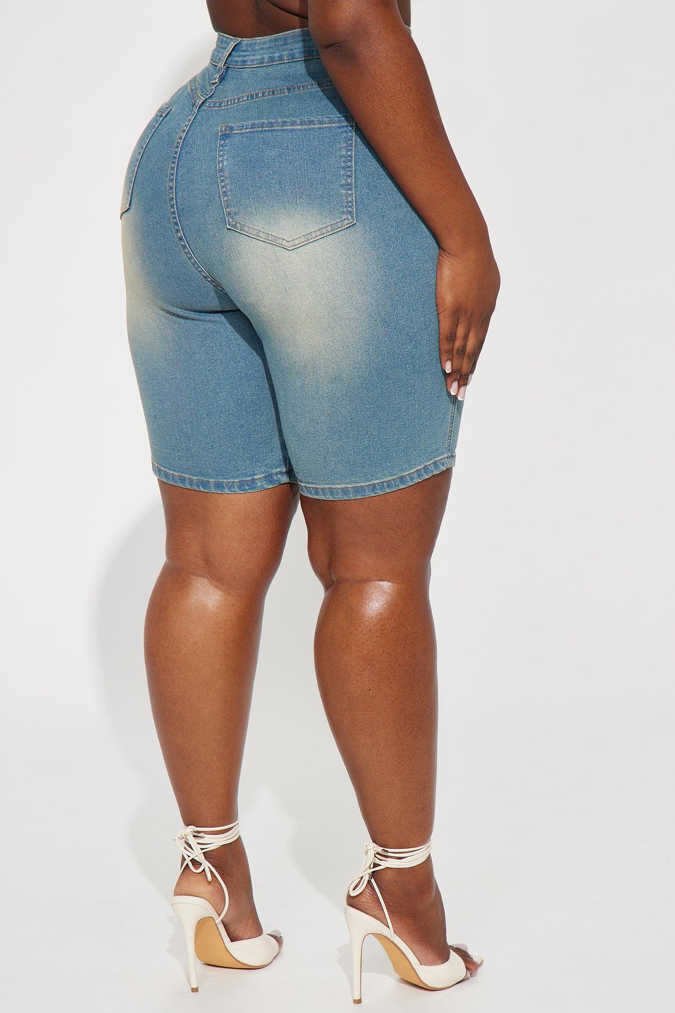 Shocker Tinted Stretch Denim Bermuda Shorts - Medium Wash Product Image