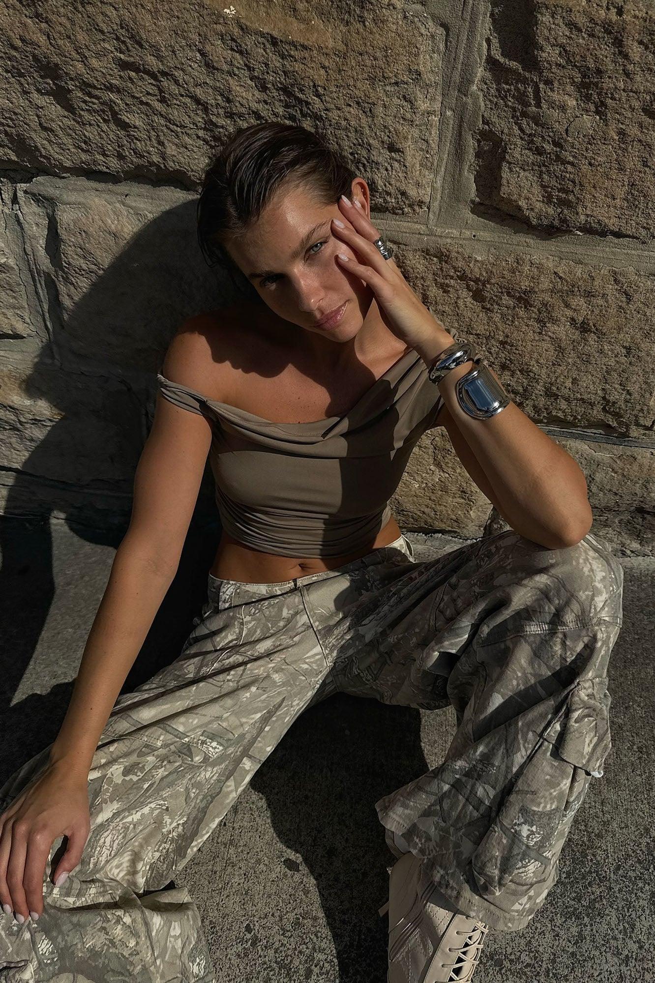 Got It Bad Stretch Cargo Jeans - Camouflage Female Product Image