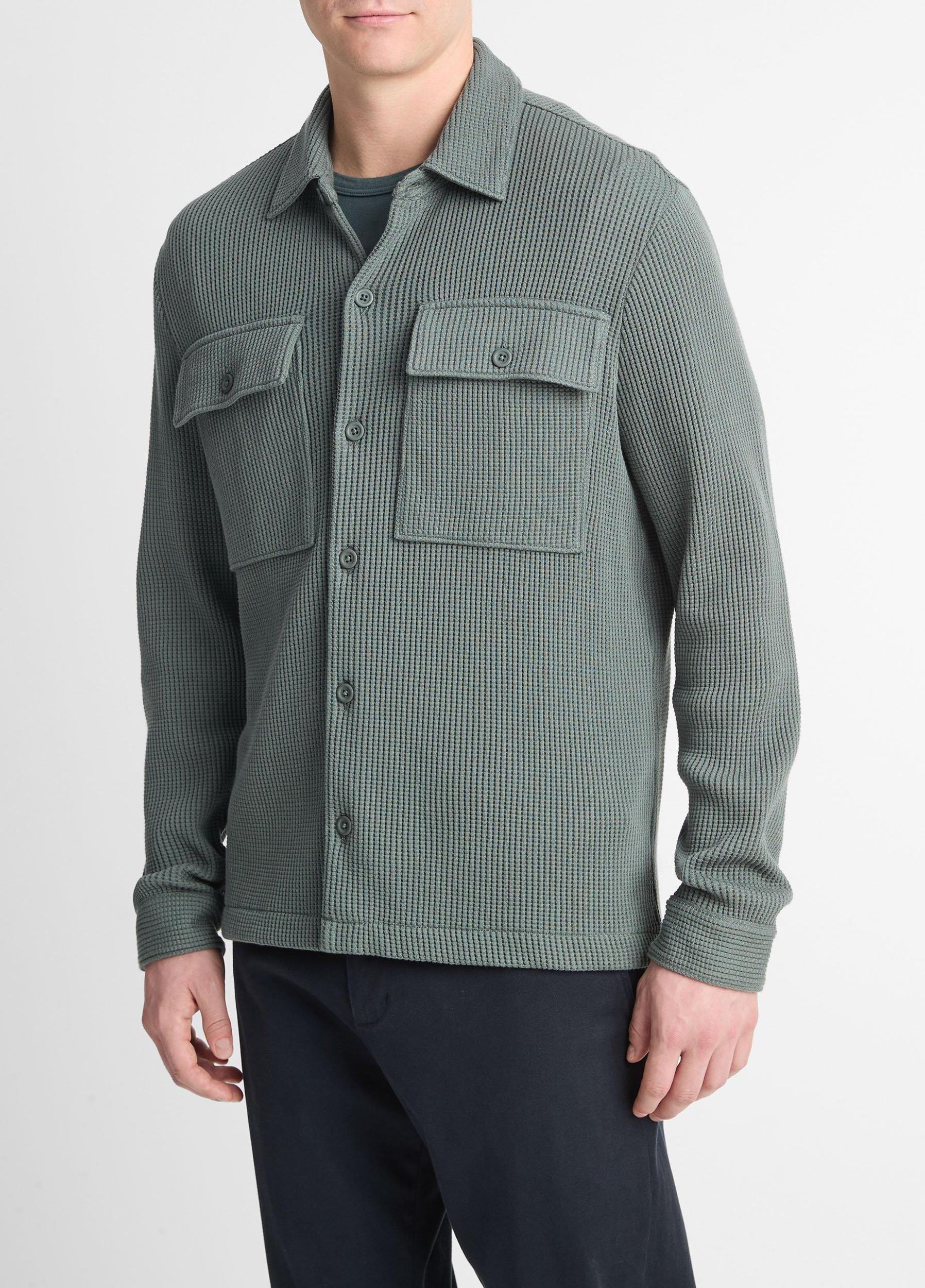 Mens Chunky Waffle Cotton-Blend Shirt Jacket, Coastal Blue, Size L Vince Product Image