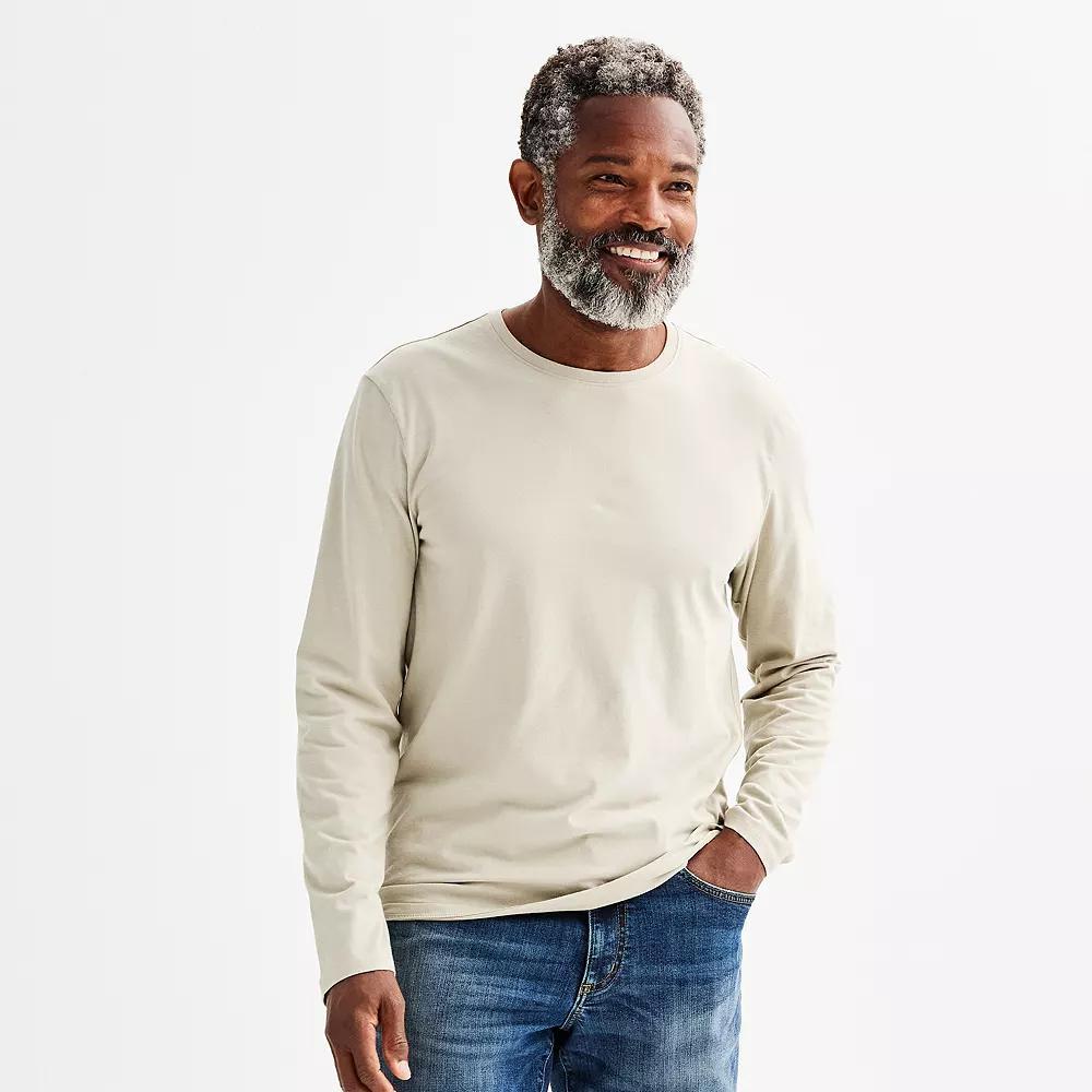 Men's Apt. 9® Premier Flex Long Sleeve Crewneck Tee, Size: Medium, Modern White Product Image