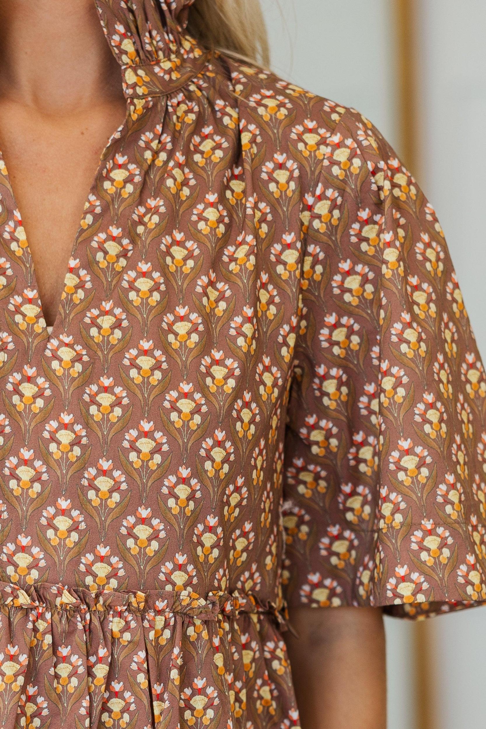 NURSING COLLECTION: Feeling Your Best Brown Medallion Dress Female Product Image
