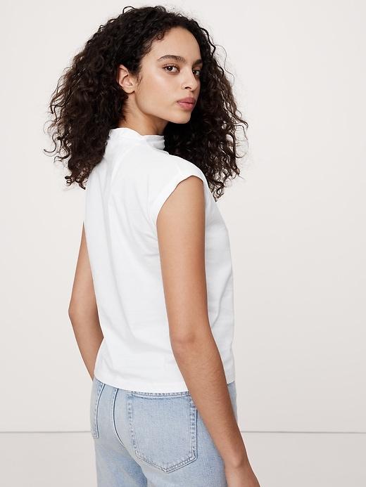 Silky Cotton Mock-Neck Top Product Image