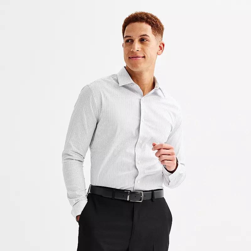 Men's Apt. 9® Slim Fit Wrinkle Free Dress Shirt, Size: Large-36/37, Navy White Stripe Product Image
