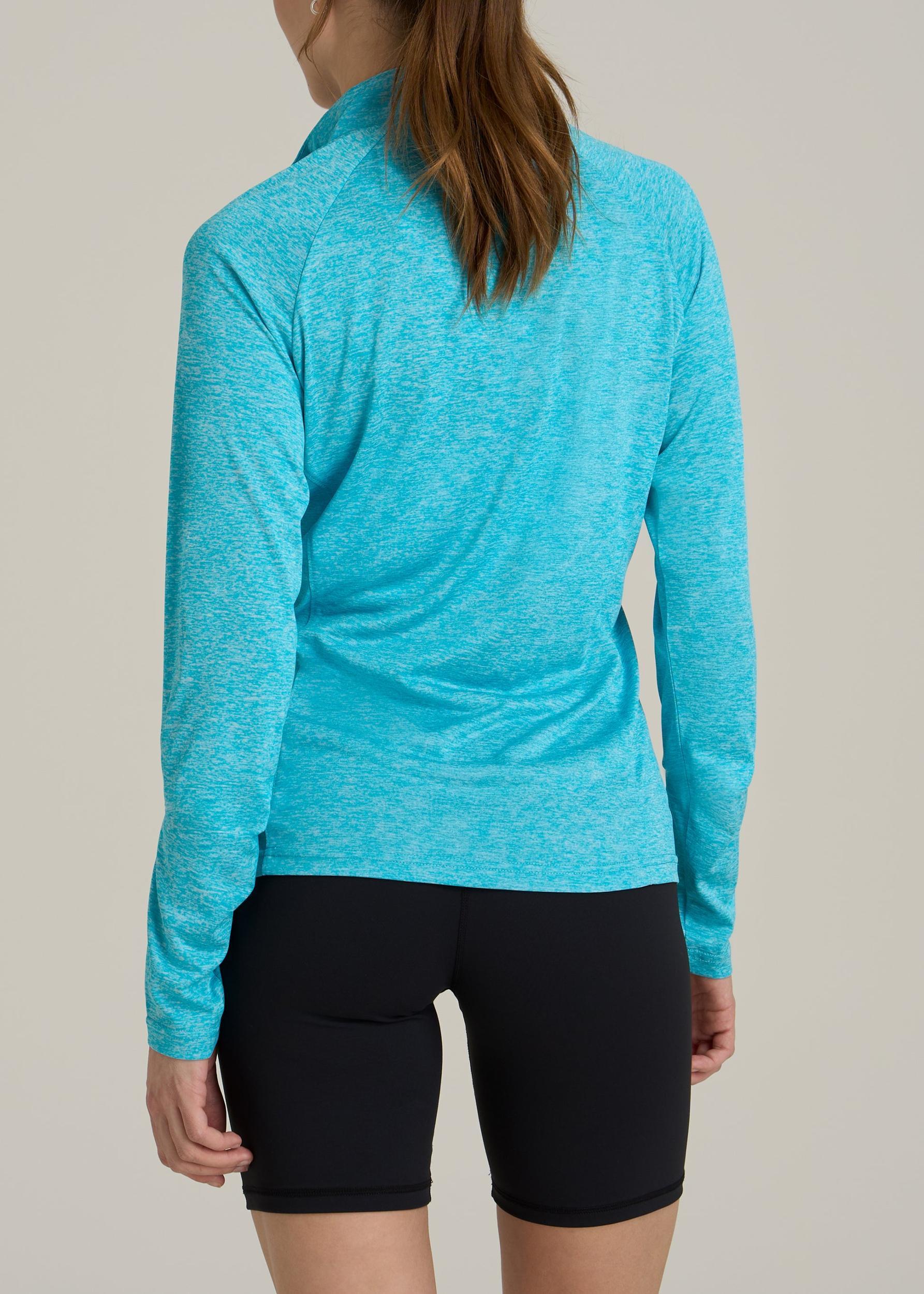 Long Sleeve Active Half Zip Pullover Tall Women's Jacket in Scuba Blue Mix Product Image