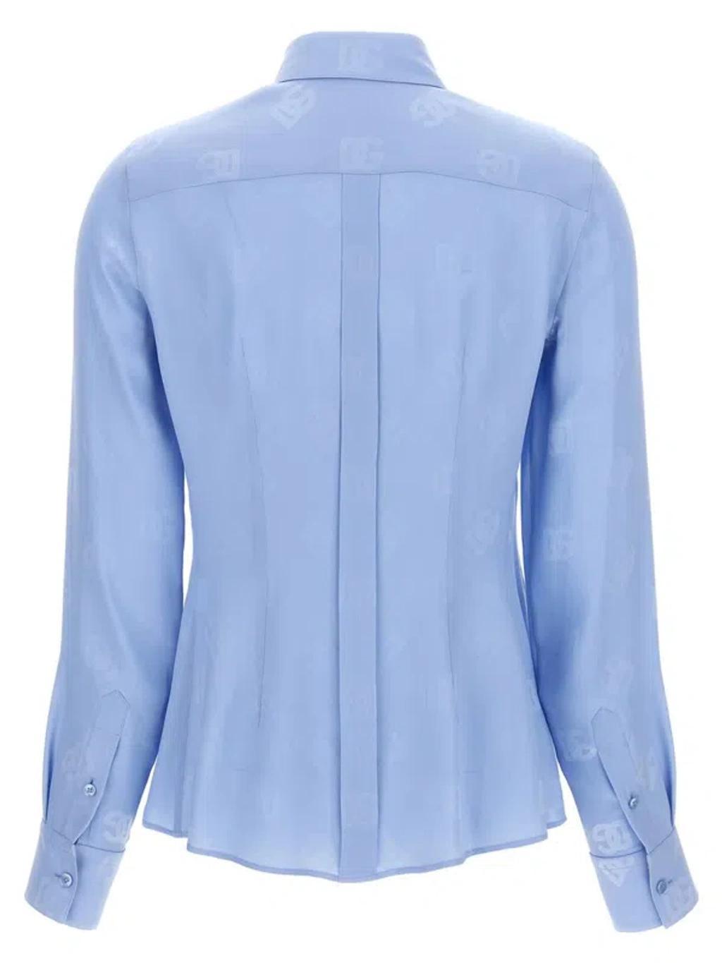 DOLCE & GABBANA Light Blue Silk Shirt Product Image