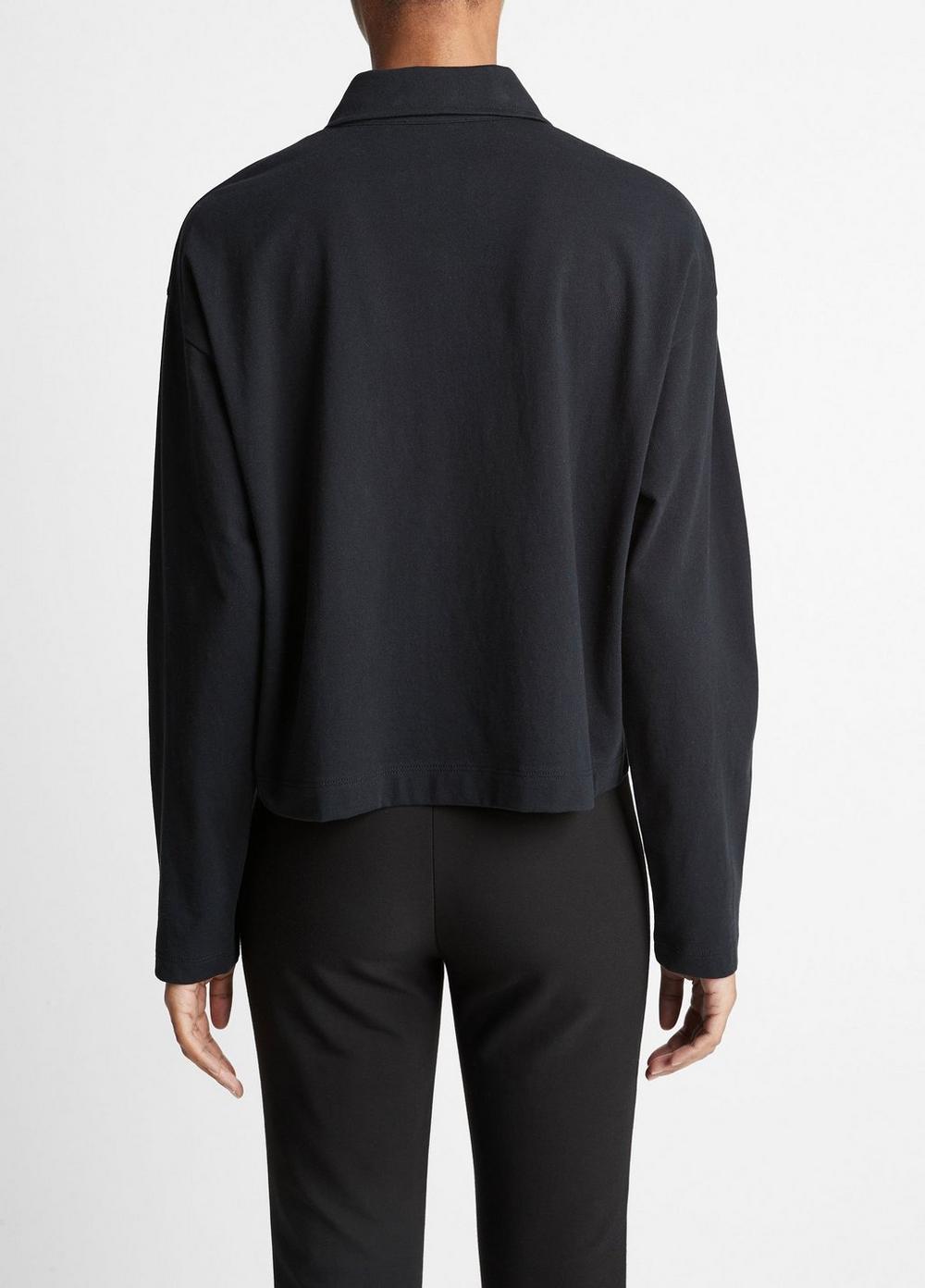 Womens Cotton Long-Sleeve Polo Top Product Image