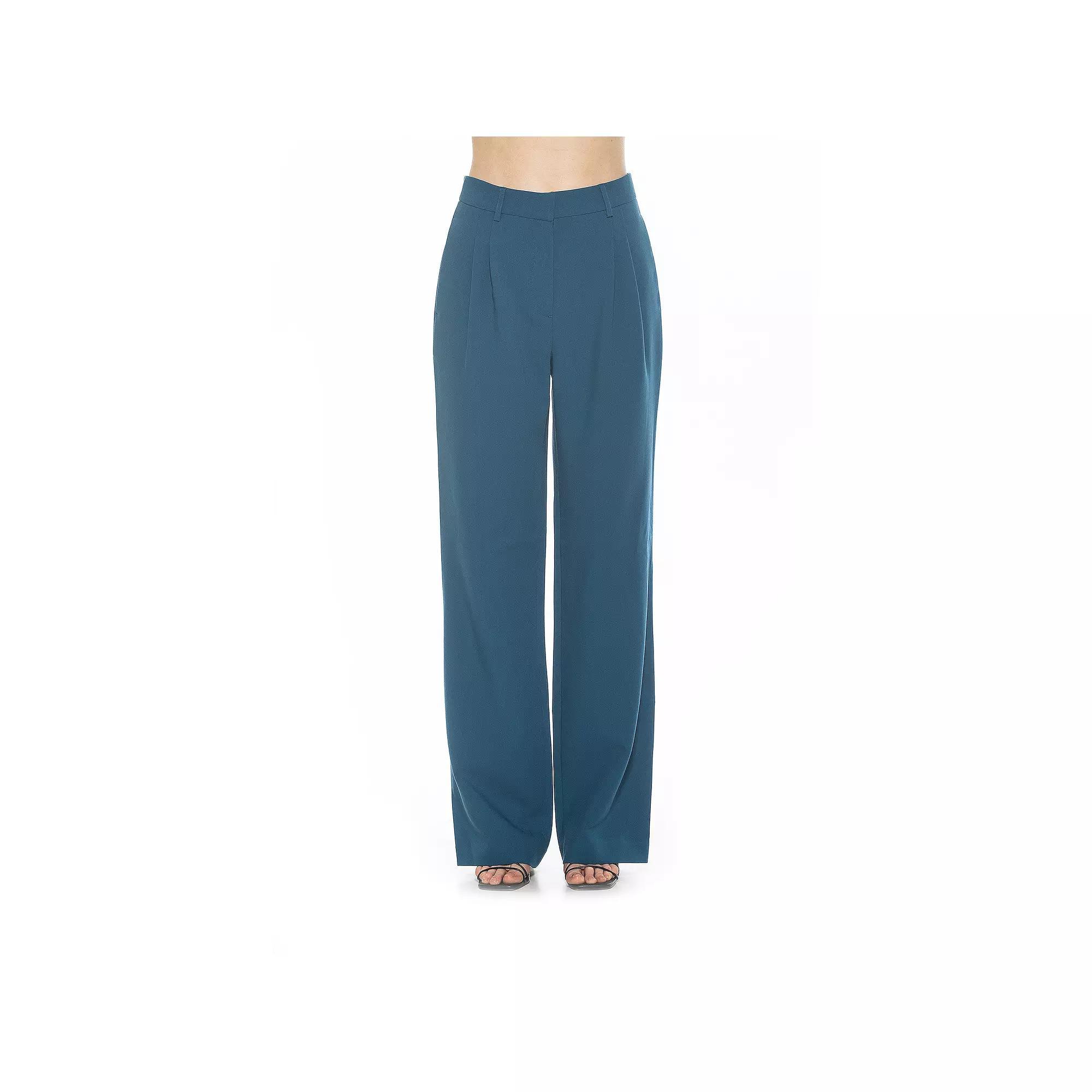 Women's ALEXIA ADMOR Ellie Wide Leg Pleated Pants, Size: 4, Halogen Blue Product Image
