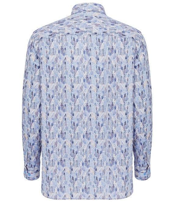 Visconti Wavy Grid Print Stretch Long Sleeve Woven Shirt Product Image