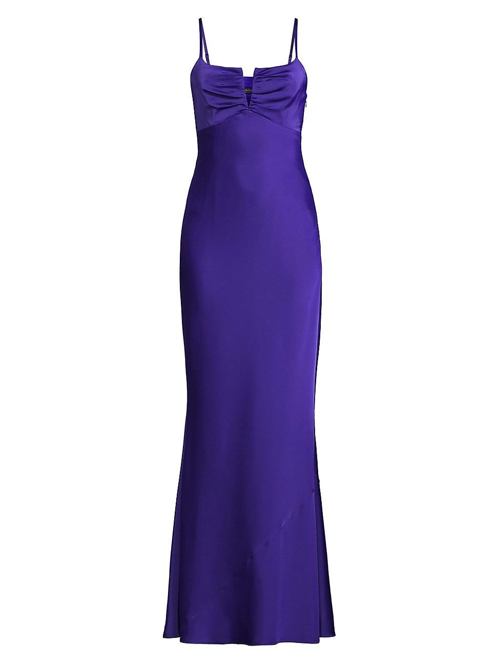 Womens Satin Ruched Bodice Mermaid Gown Product Image