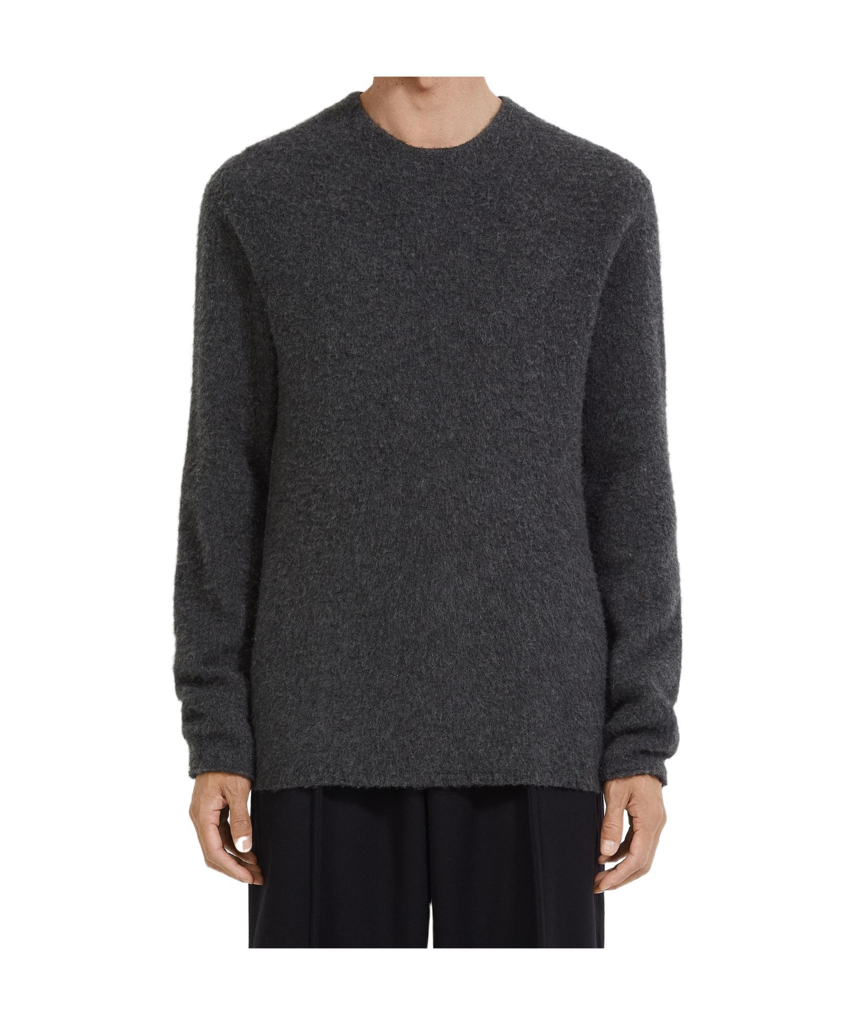 ZEGNA Dark Grey Mélange Oasi Cashmere Crewneck In Gris Foncé Chiné Product Image
