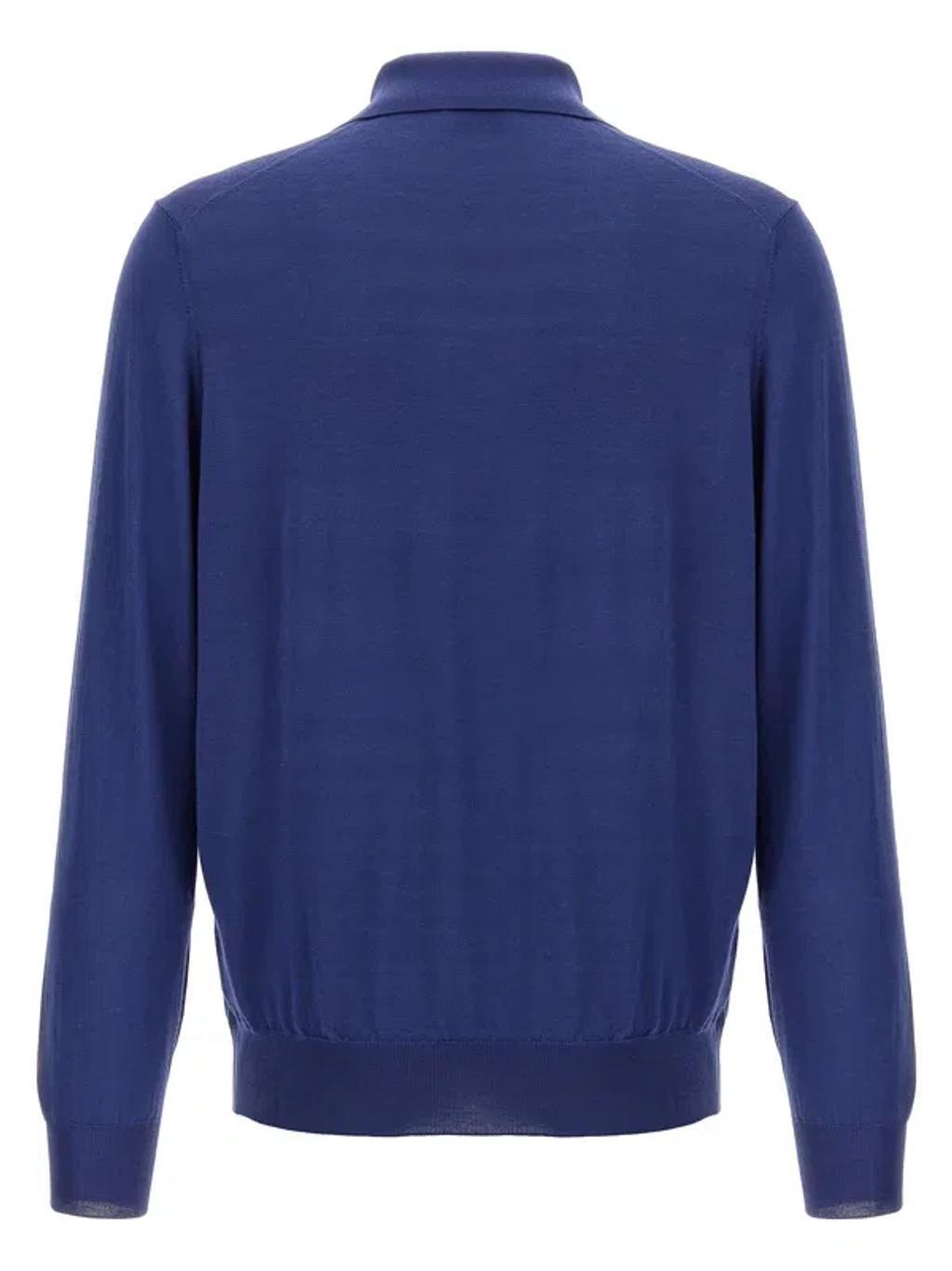 BRUNELLO CUCINELLI Knitted  Shirt Polo Blue Product Image