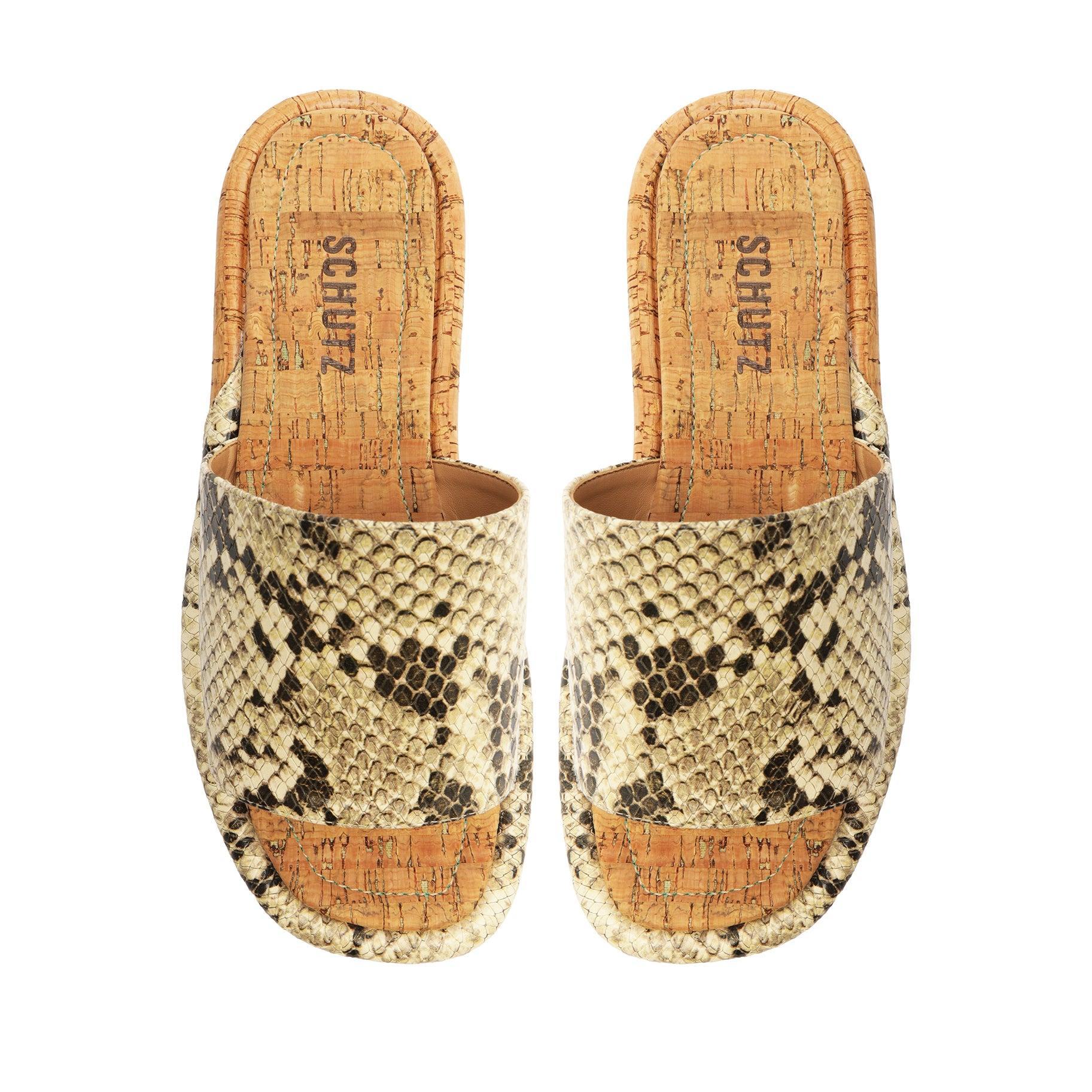 Yara Snake-Embossed Leather Sandal Product Image