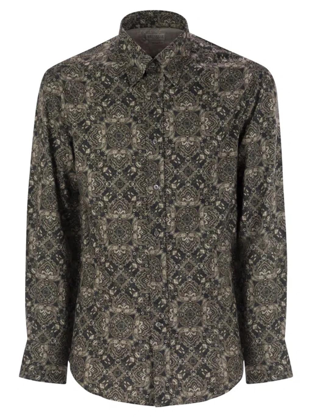 BRUNELLO CUCINELLI Classic Easy Fit Cotton Shirt In Grey Product Image