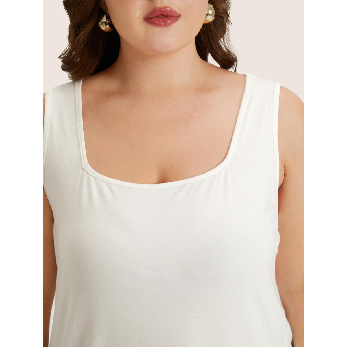 Plus Size Supersoft Essentials Plain Square Neck Skinny Tank Top Women White Basics Non Square Neck Everyday Tank Tops Camis BloomChic 10/M Product Image
