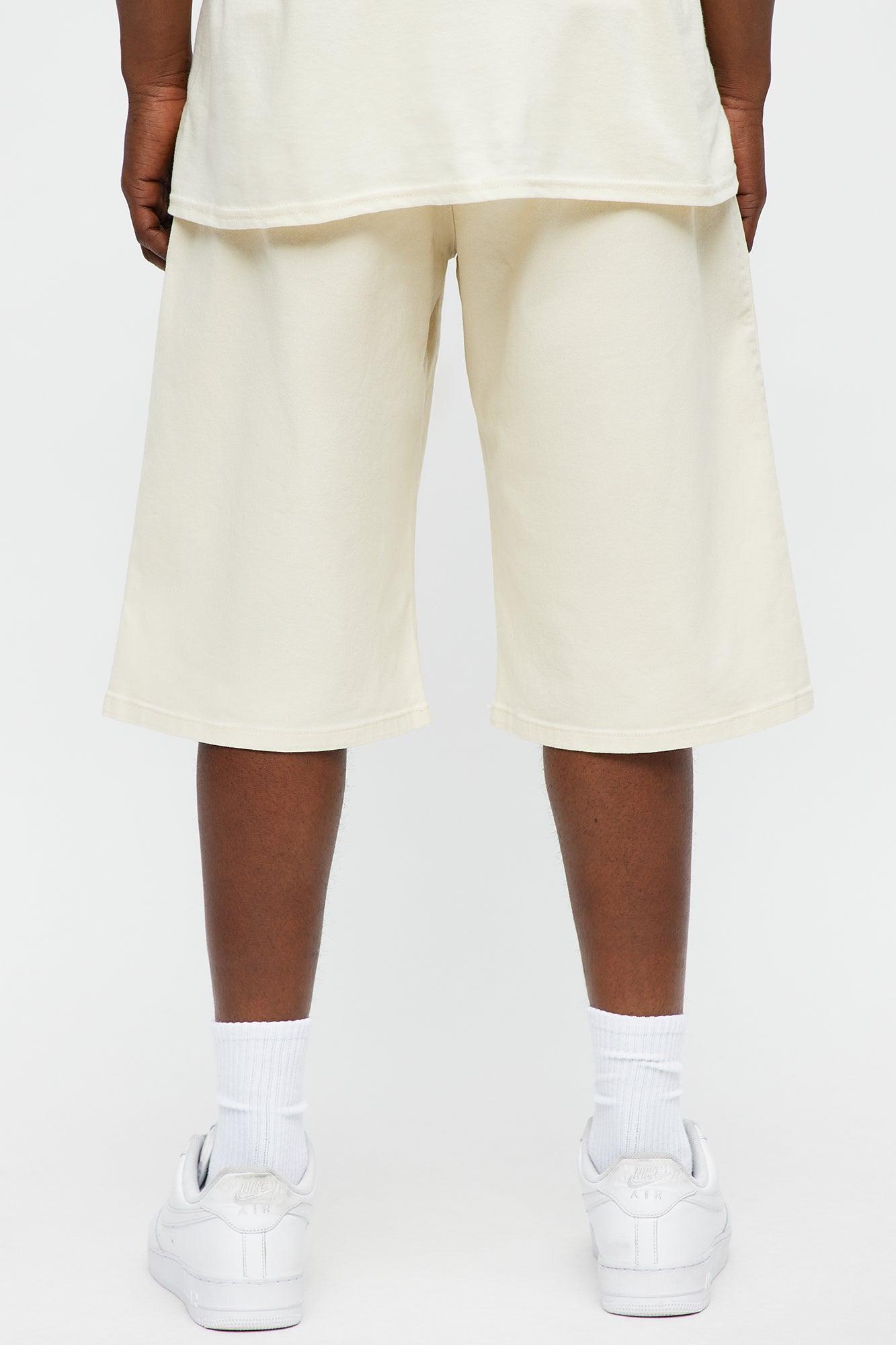 Baggy Oversized Pocket Cargo Shorts - Cream Product Image