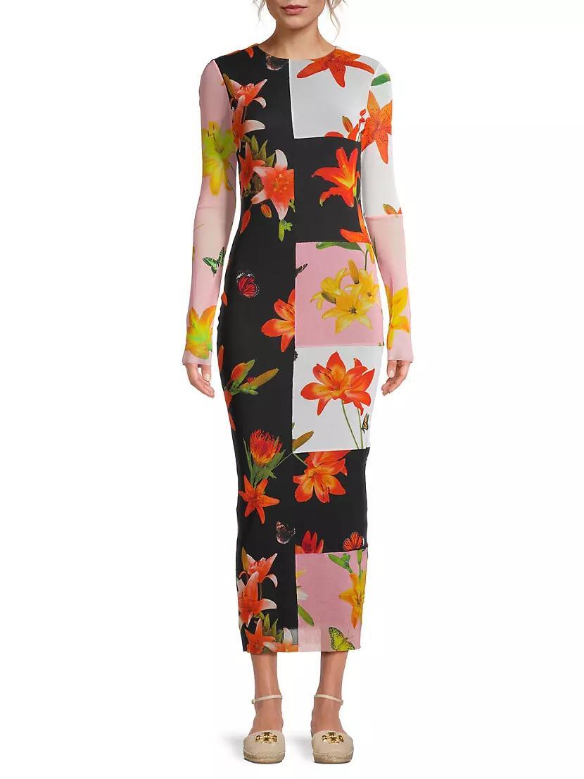 Mesh Floral Patchwork Maxi Dress Product Image