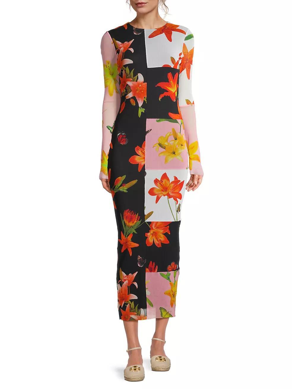Mesh Floral Patchwork Maxi Dress Product Image