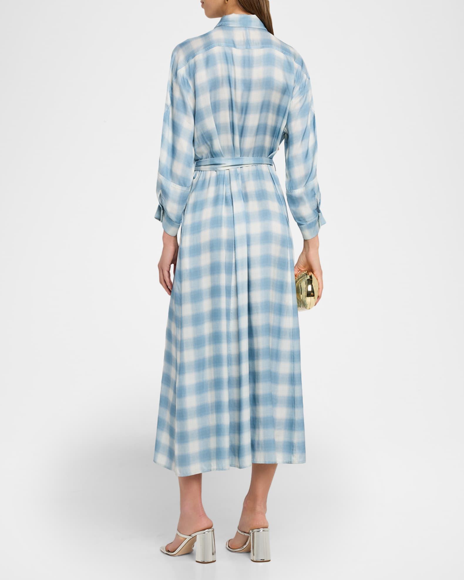 Masque Gingham-Print Viscose Twill Midi Shirtdress Product Image