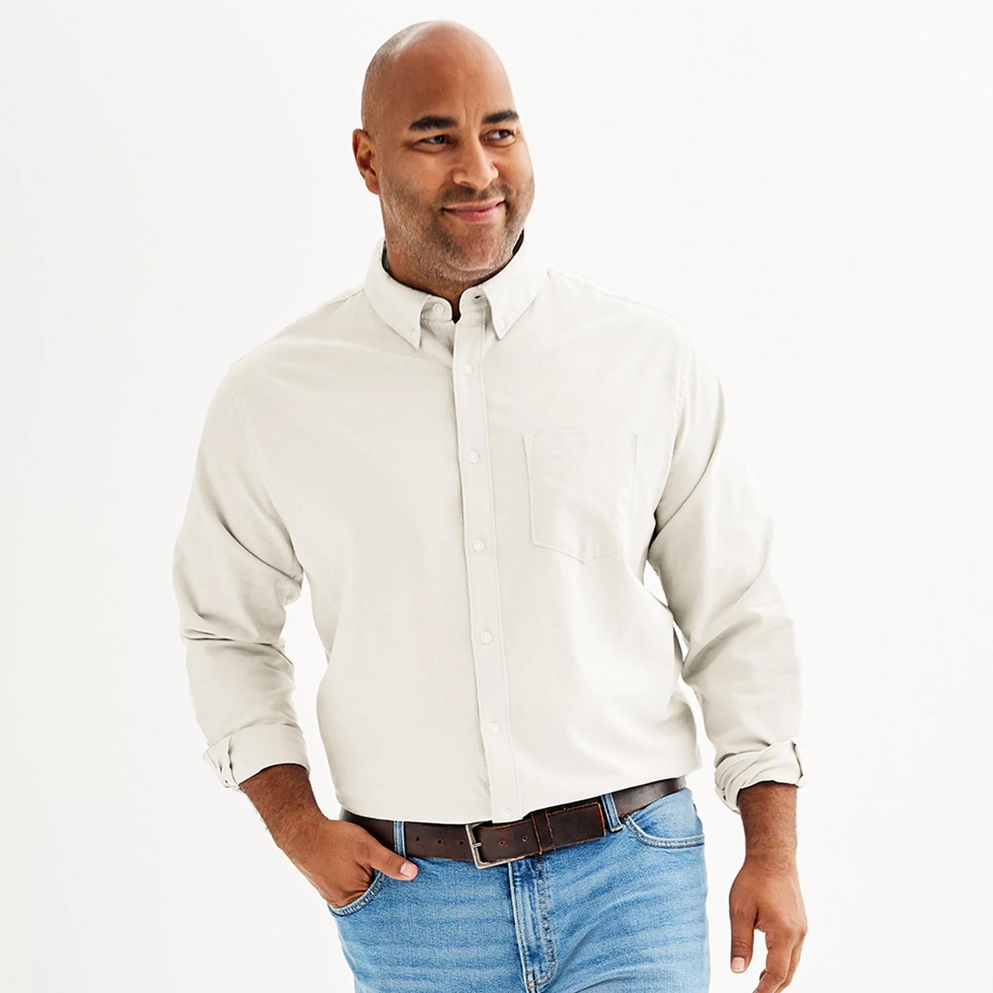 Big & Tall Sonoma Goods For Life® Perfect Length Button-Down Shirt, Men's, Size: 4XB, Modern White Product Image