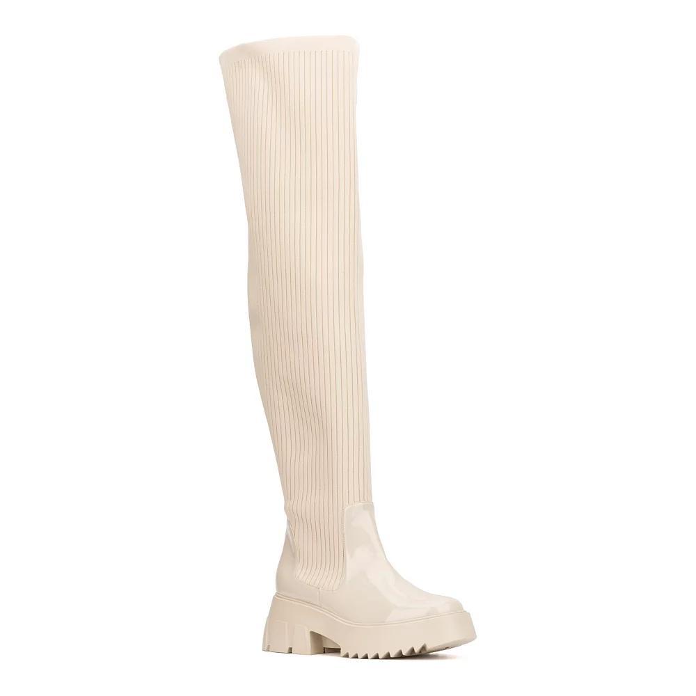 Fashion to Figure Odelia Women's Extra Wide Calf Thigh-High Boots, Size: 11 Wide, Natural Product Image
