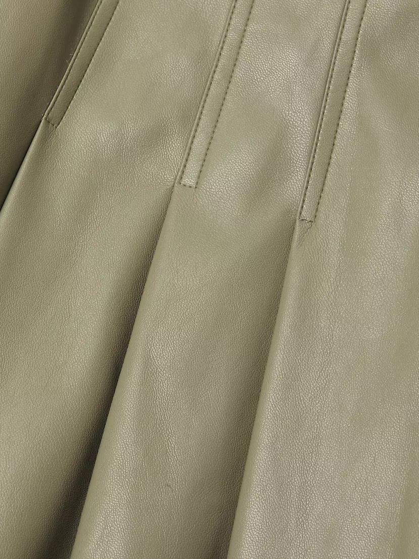 Faux-Leather Pleated Midi-Skirt Product Image