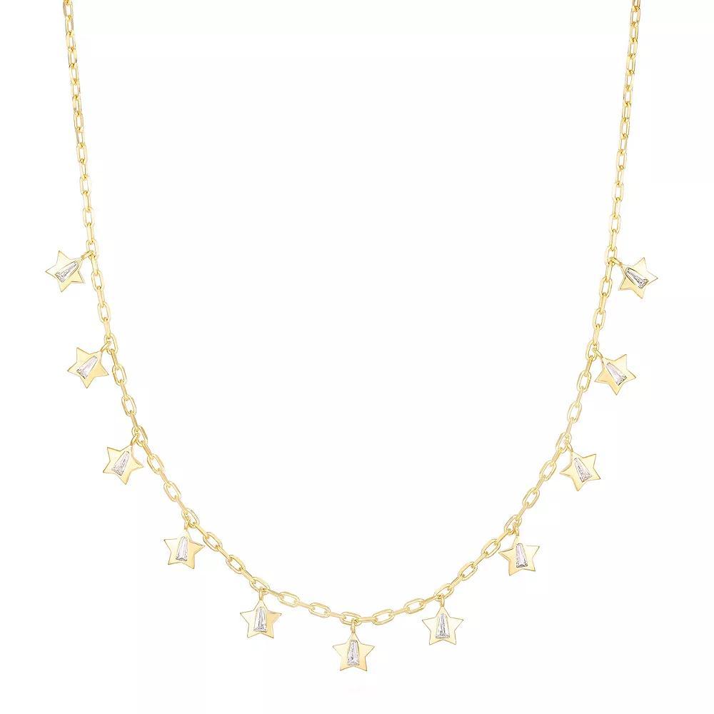 Sunkissed Sterling Cubic Zirconia Star Charm Necklace, Women's, Size: 18", Gold Tone Product Image