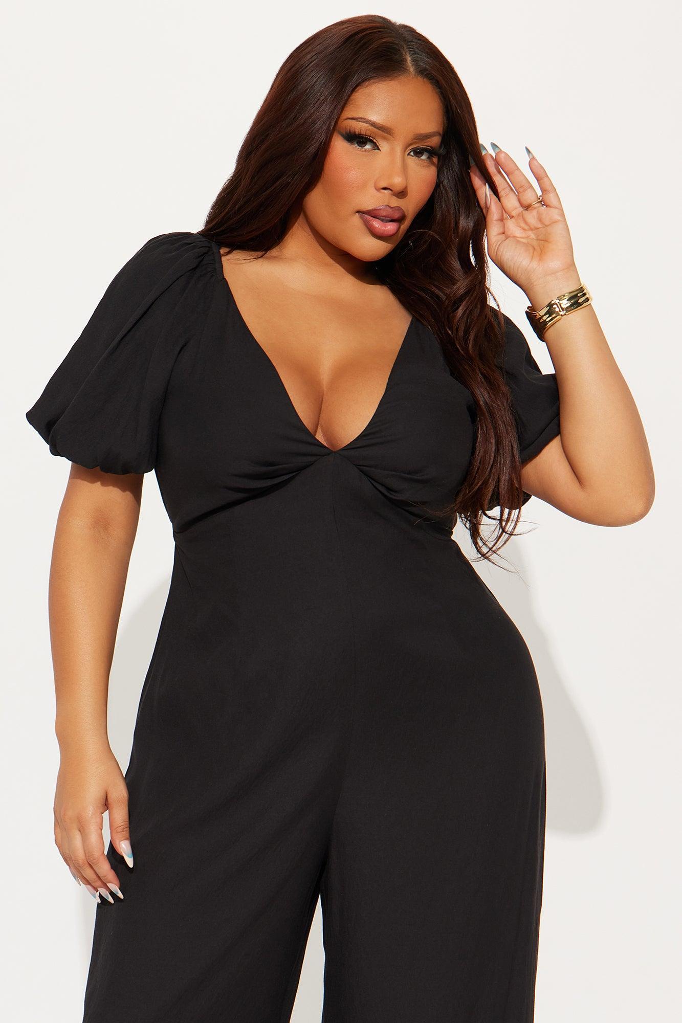 Prim Puff Sleeve Jumpsuit - Black Product Image
