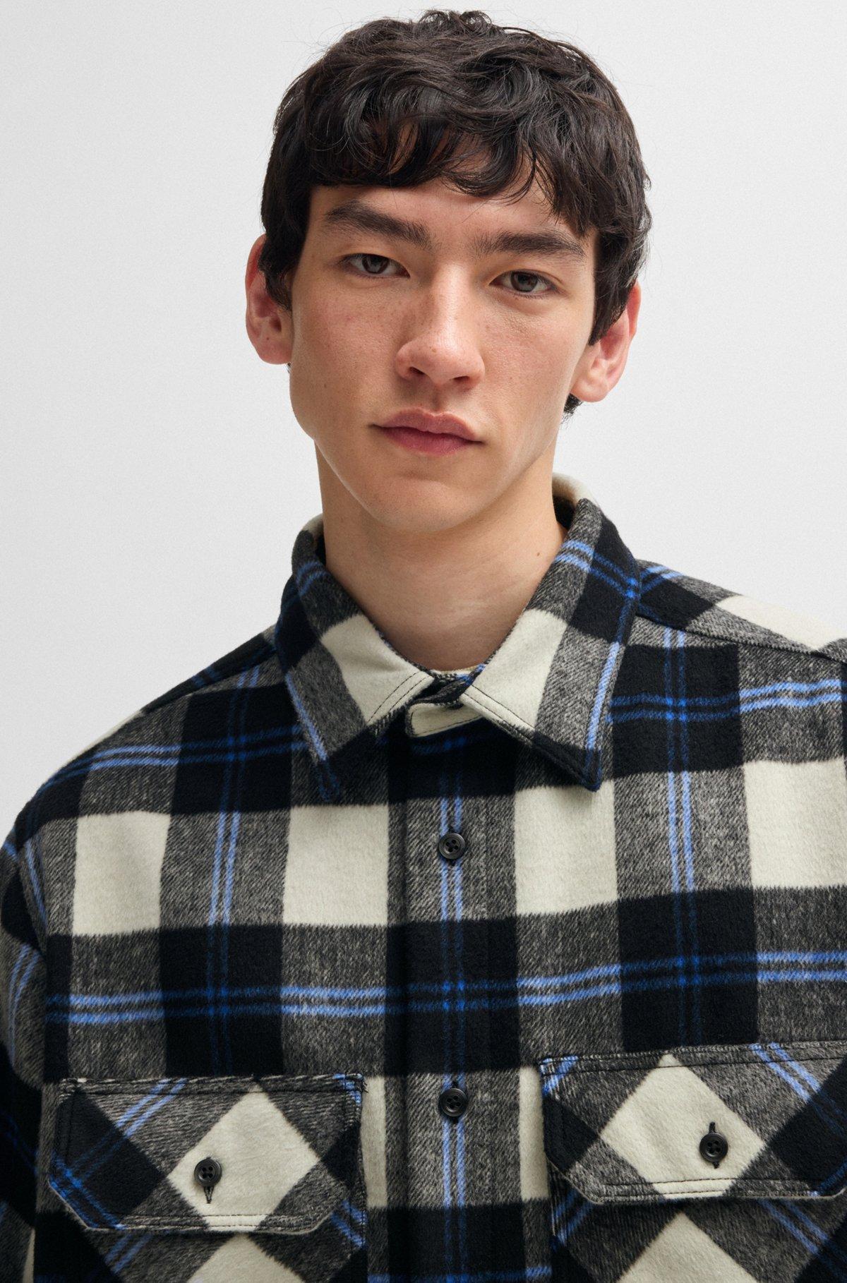 Oversize-fit shirt in checked brushed fabric Product Image