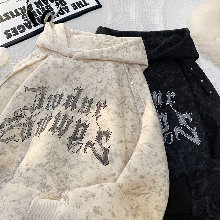 Lettering Print Studded Hoodie Product Image