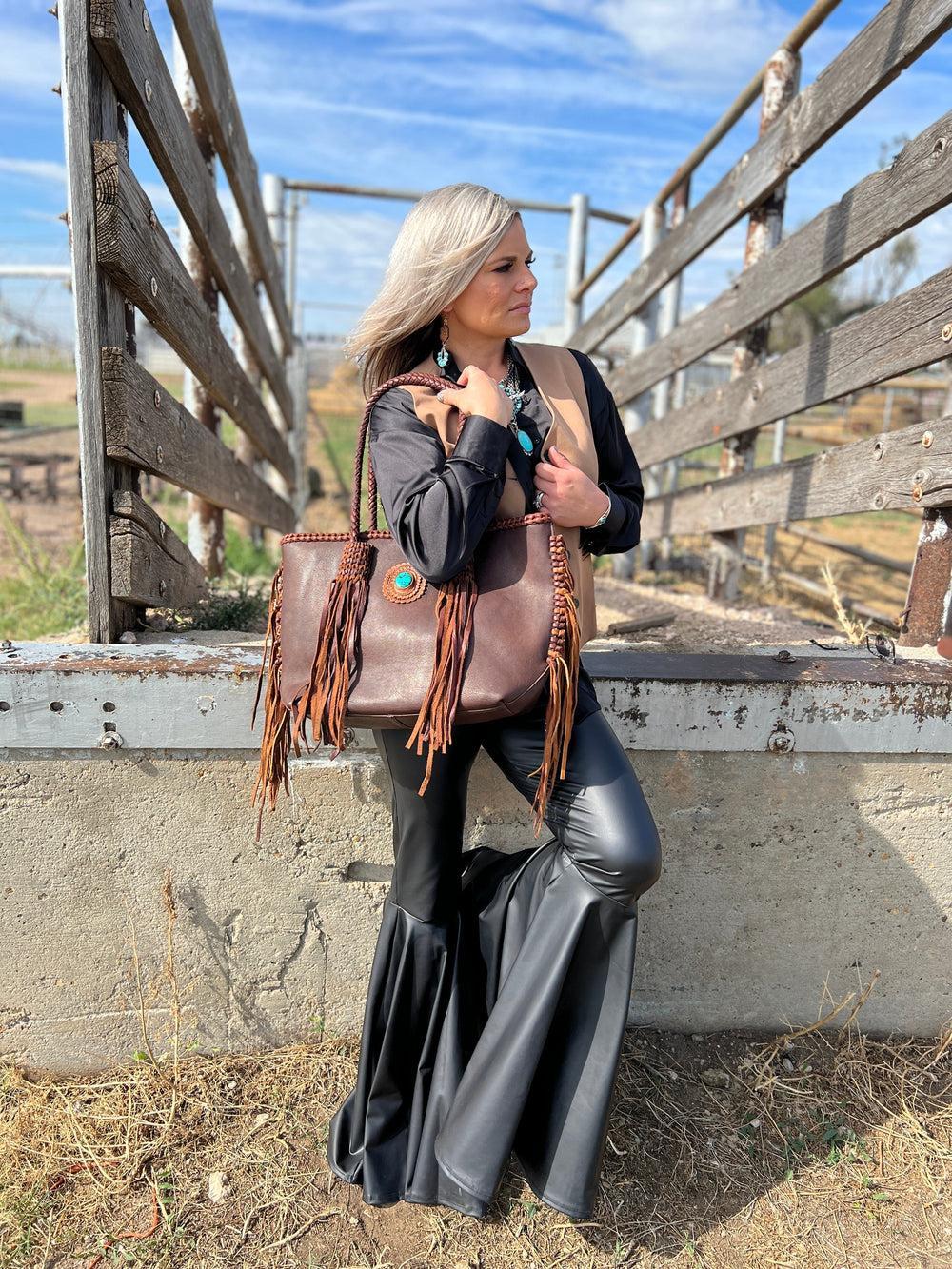 Smoke Show Faux Leather Bell Bottoms Product Image