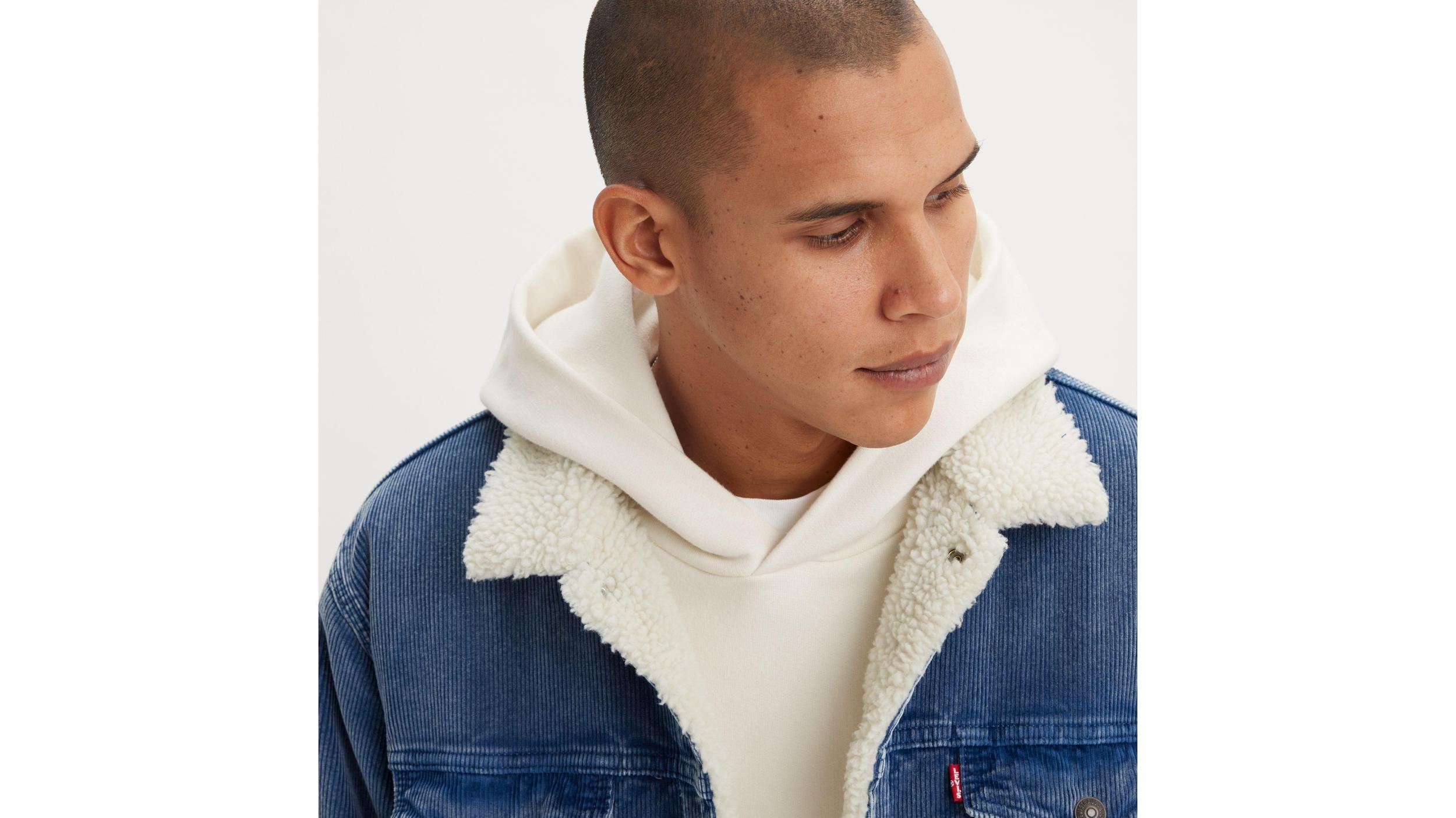 Relaxed Fit Corduroy Sherpa Trucker Jacket Product Image