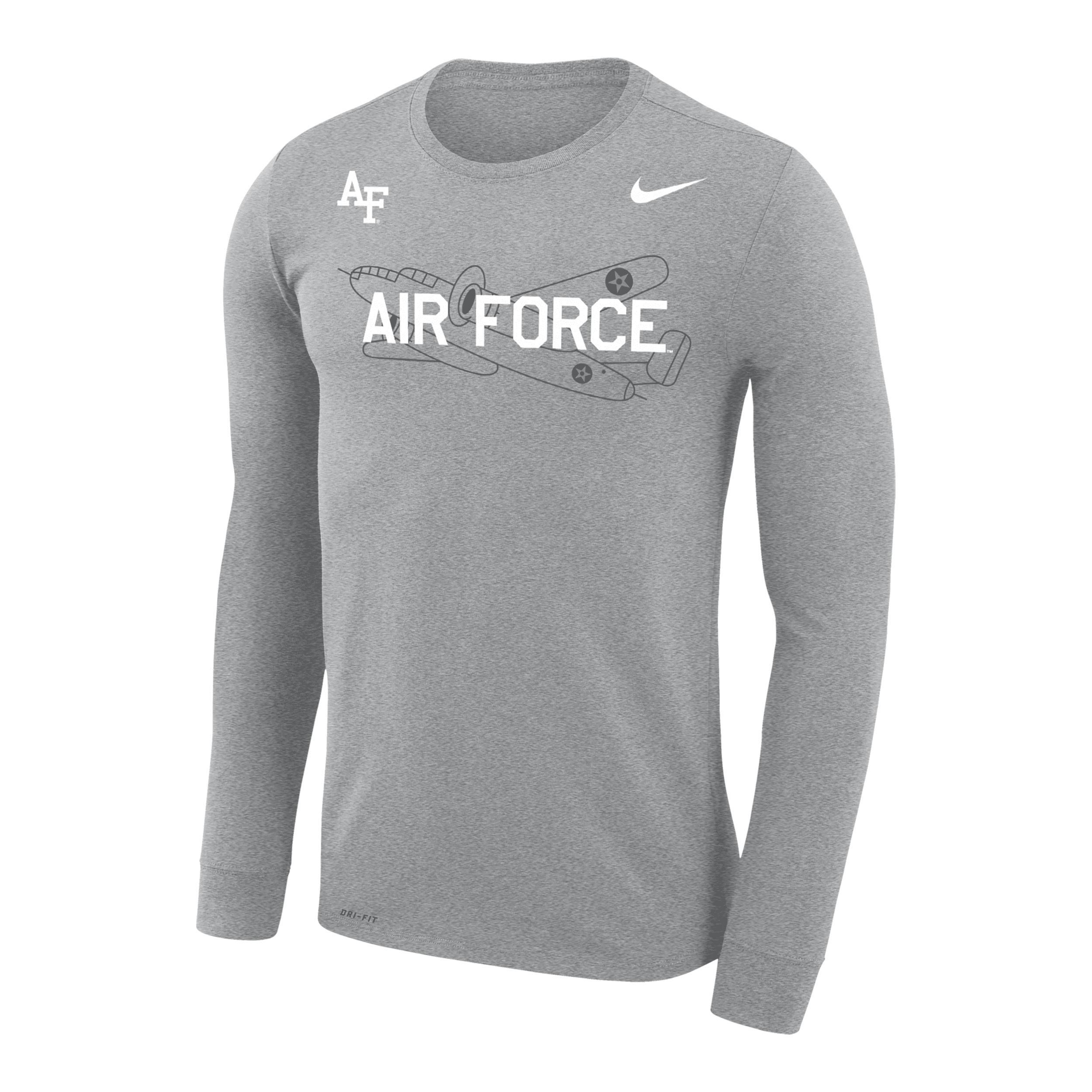 Mens Nike Heather Gray Air Force Falcons Rivalry Plane Legend Performance T-Shirt Product Image